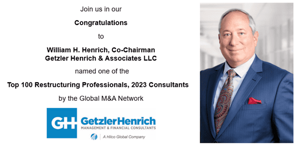 William H. Henrich Named One of the Top 100 Restructuring Professionals, 2023 Consultants